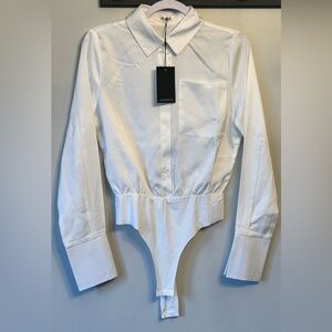 4th & Reckless Button Down White Long Sleeve Bodysuit